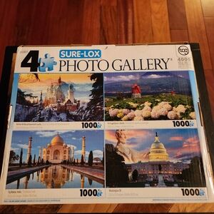 Puzzlers Collection 4 1000 piece puzzles Sure-Lox Castle, Azores, Taj Mahal, DC